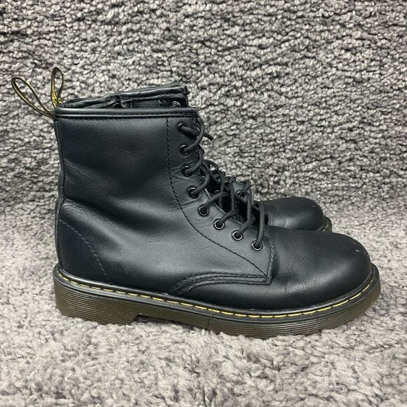 Dr Martens Delaney Black Leather Combat Boots Side Zip Womens Size 5 - Picture 3 of 8